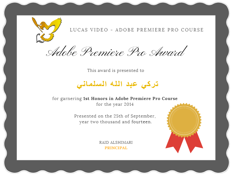 certificate lucasvideo